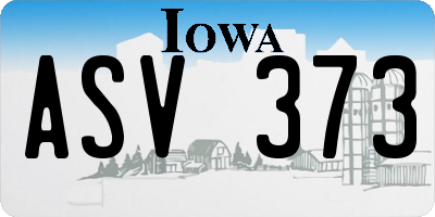 IA license plate ASV373