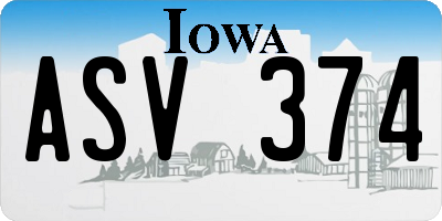 IA license plate ASV374