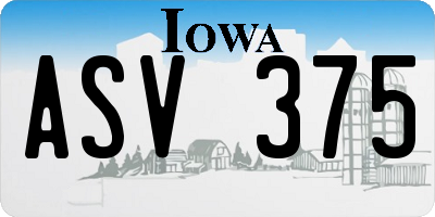 IA license plate ASV375