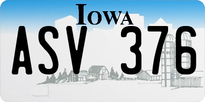 IA license plate ASV376