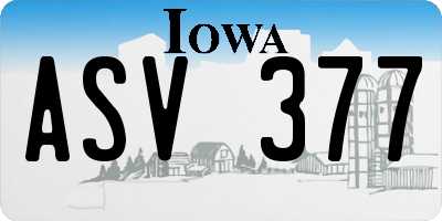 IA license plate ASV377