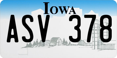 IA license plate ASV378