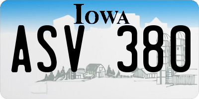 IA license plate ASV380