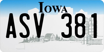 IA license plate ASV381