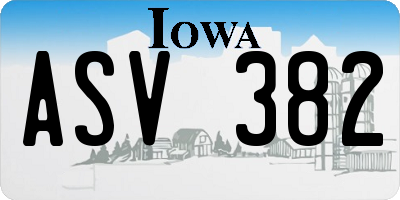 IA license plate ASV382