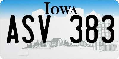 IA license plate ASV383