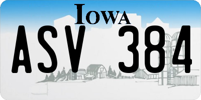 IA license plate ASV384