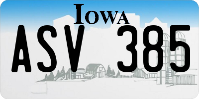 IA license plate ASV385