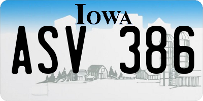 IA license plate ASV386