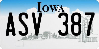 IA license plate ASV387