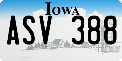 IA license plate ASV388