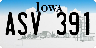 IA license plate ASV391