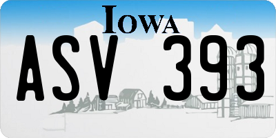 IA license plate ASV393