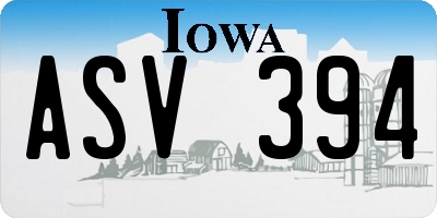 IA license plate ASV394