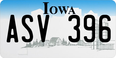 IA license plate ASV396
