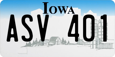 IA license plate ASV401