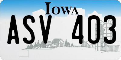IA license plate ASV403
