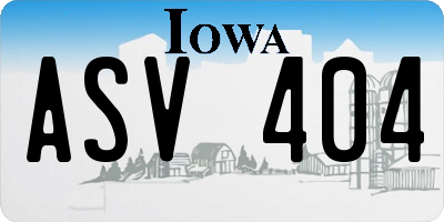 IA license plate ASV404