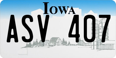 IA license plate ASV407