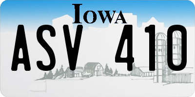 IA license plate ASV410
