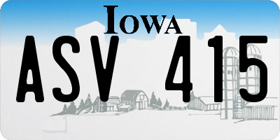 IA license plate ASV415
