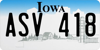 IA license plate ASV418