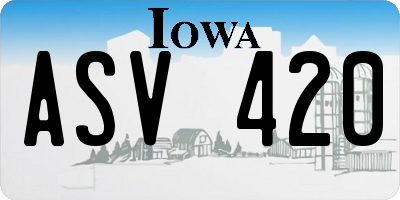 IA license plate ASV420