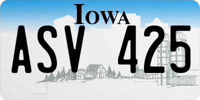 IA license plate ASV425