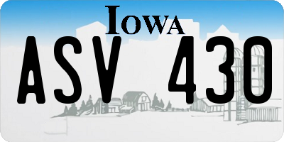 IA license plate ASV430