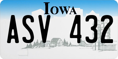 IA license plate ASV432