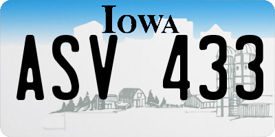 IA license plate ASV433