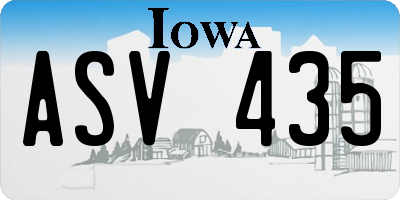 IA license plate ASV435