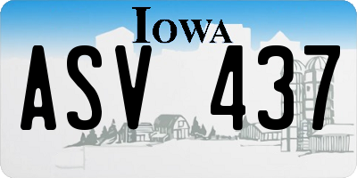 IA license plate ASV437