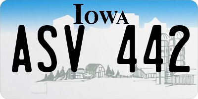 IA license plate ASV442