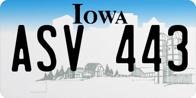 IA license plate ASV443