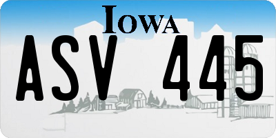 IA license plate ASV445