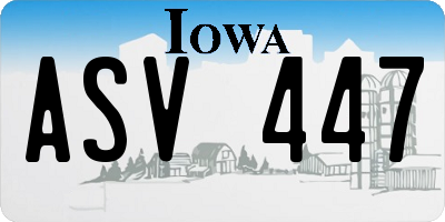 IA license plate ASV447