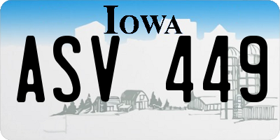 IA license plate ASV449