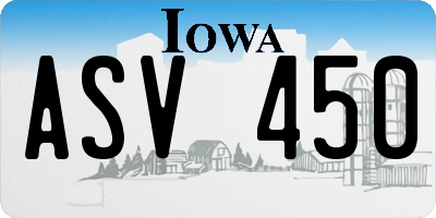 IA license plate ASV450