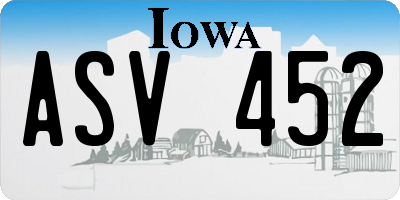 IA license plate ASV452