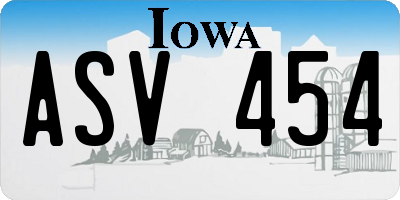 IA license plate ASV454