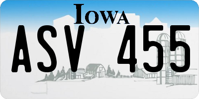 IA license plate ASV455