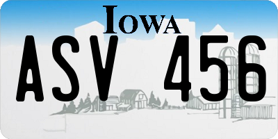 IA license plate ASV456
