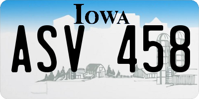 IA license plate ASV458