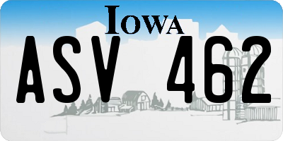 IA license plate ASV462