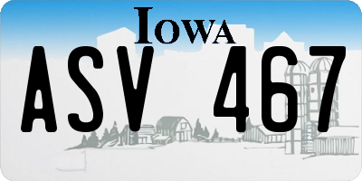 IA license plate ASV467