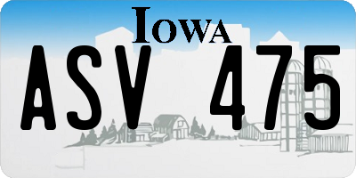 IA license plate ASV475