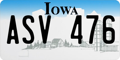 IA license plate ASV476