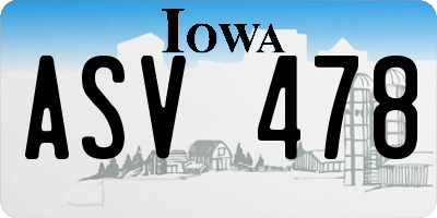 IA license plate ASV478