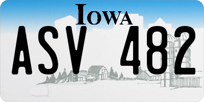 IA license plate ASV482